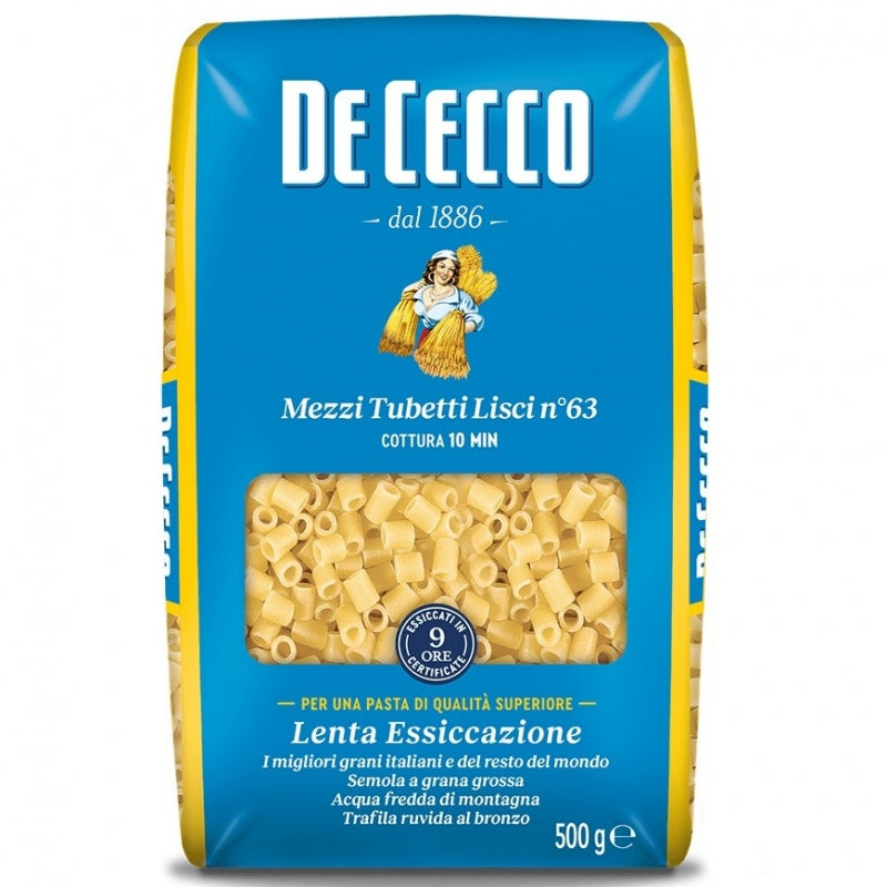 De Cecco Mezzi Tubetti Lisci N.63 Gr 500